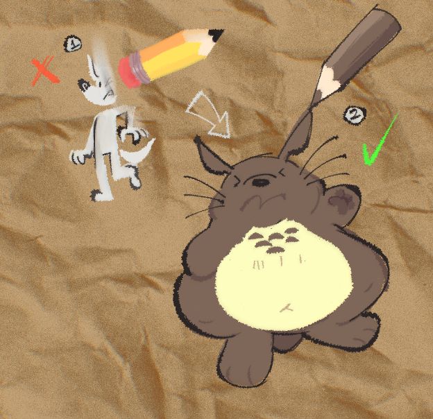 furry turning into a totoro by an evil pencil