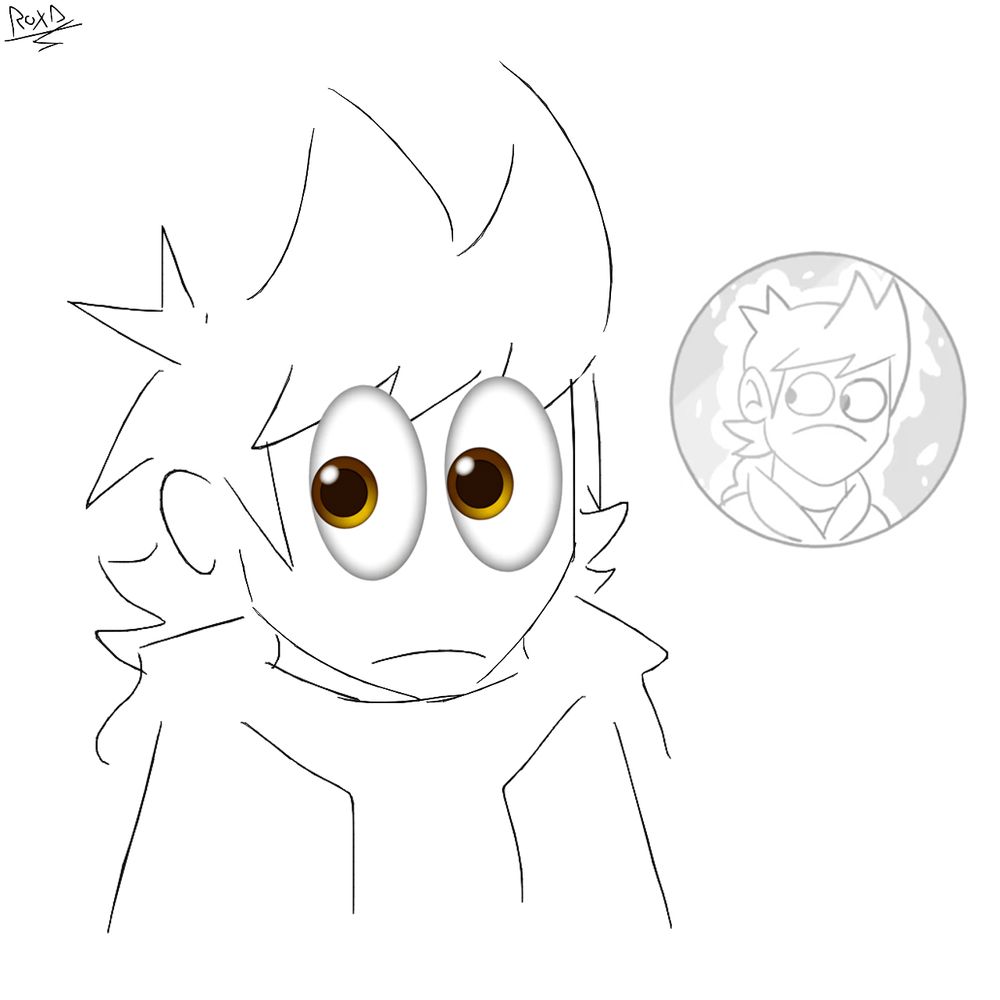 Tord from Eddsworld with da 👀 (& a semi unrelated image for no reason on the right)