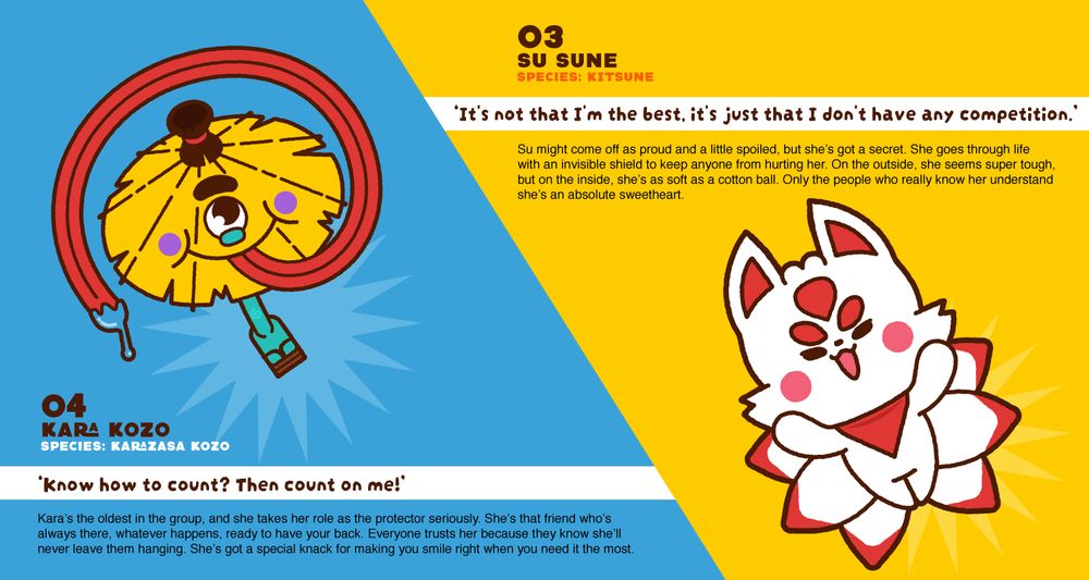 Myths&Folks™'s Yokai Gumi® © Squid&Pig
CHARACTERS