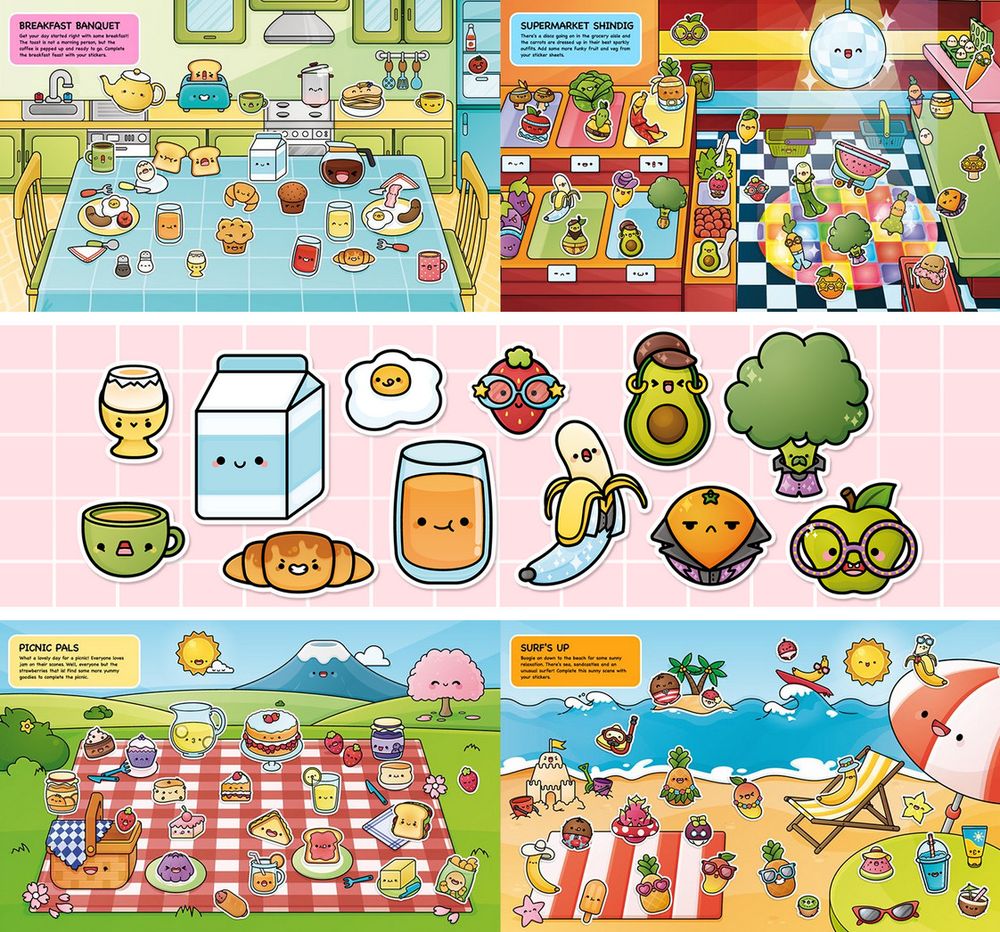 Super-Cute Kawaii Sticker Book -Egmont / HarperCollins Publishers © Squid&Pig