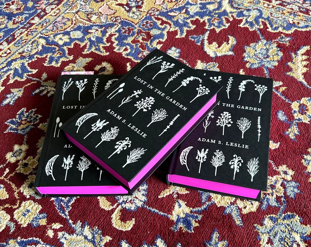 Hardback sprayed edges special edition of Lost in the Garden by Adam S. Leslie