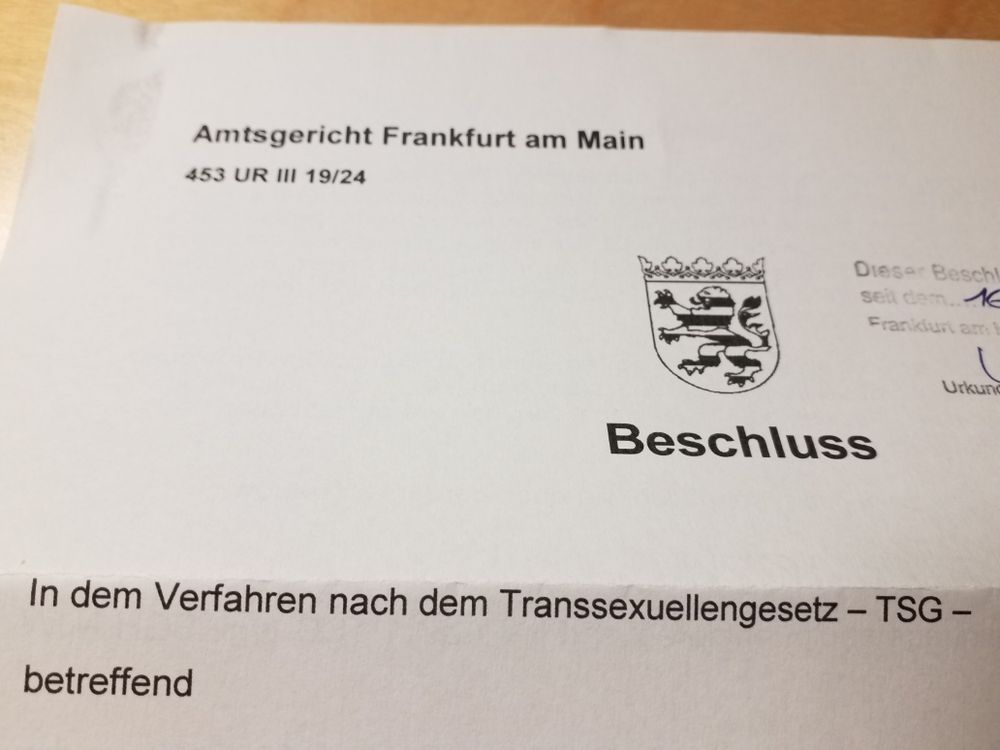 Amtsgerichtsbeschluss nach TSG