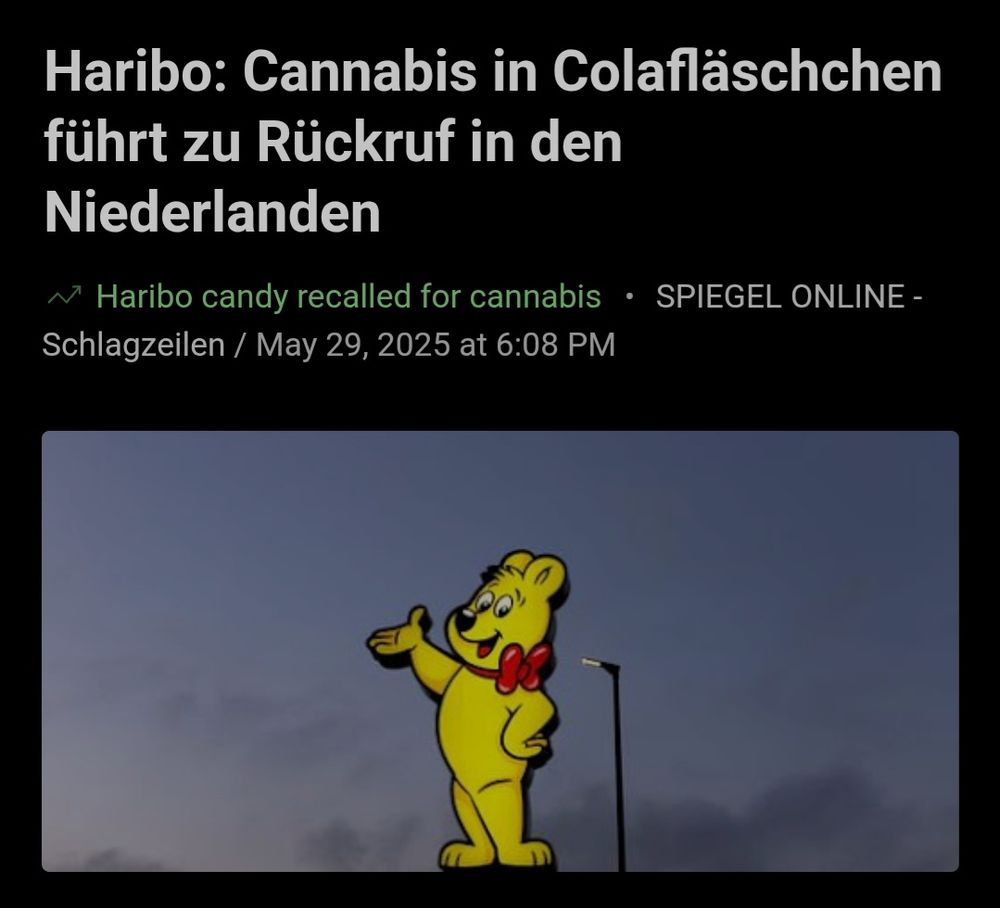 Newsheadline: Haribo: Cannabis in Colafläschchen führt zu Rückruf in den Niederlanden