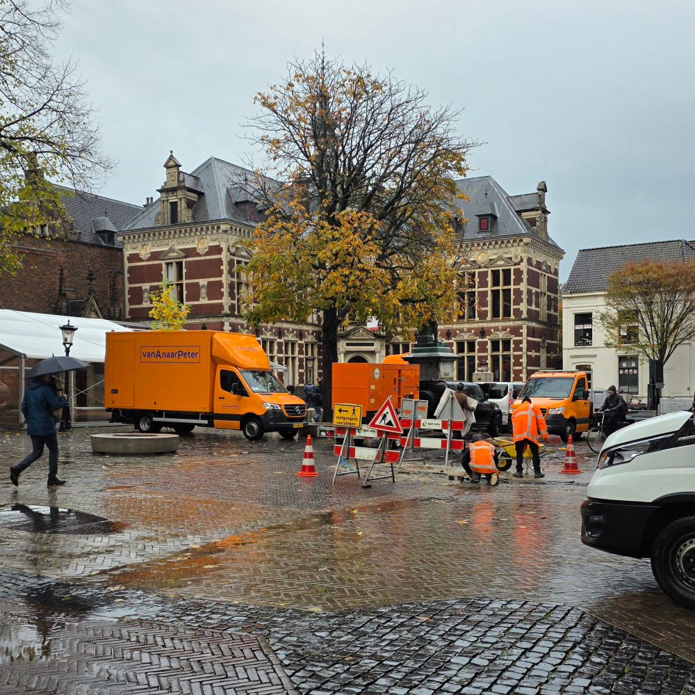 Werkzaamheden op het Domplein in Utrecht 