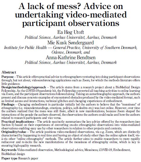 The picture is a screen grab of the title page of the article, including the authors names and the abstract.
