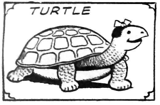 An image from the Nancy comic strip featuring an illustration of a turtle that has Nancy's signature haircut and bow, like if Nancy herself were somehow a turtle. It's pretty bizarre.