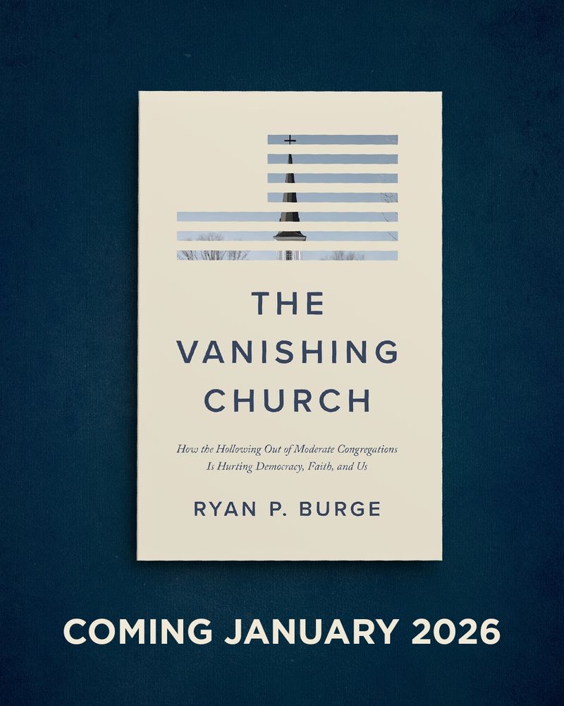 The words, "Coming January 2026" are below the book cover. The book cover is cream with navy text and features a church steeple.