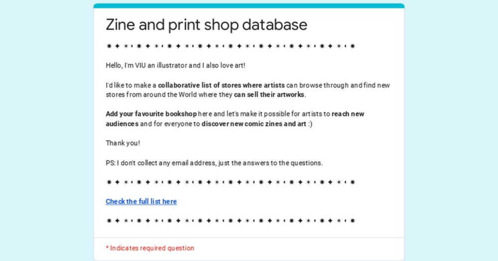 Zine and print shop database