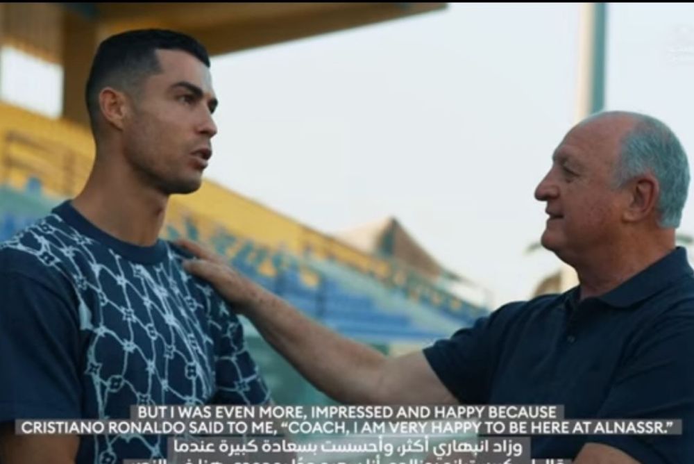 Felipão faz visita ao Al-Nassr e reencontra CR7; veja vídeo