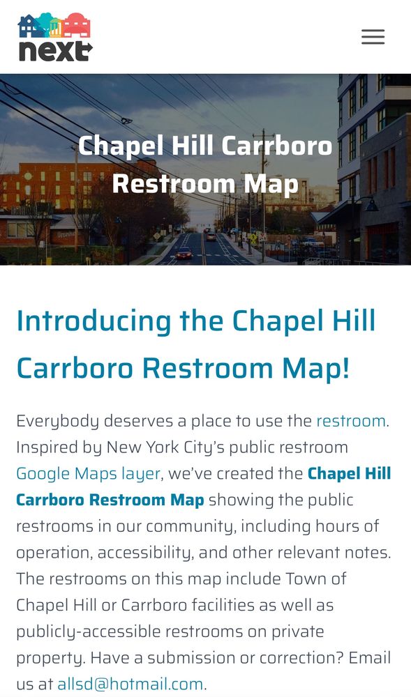 Image of the homepage of the community public restroom map found at nextnc.org