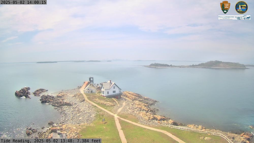Beautiful views of an island in the foreground with water and the Boston skyline in the background.