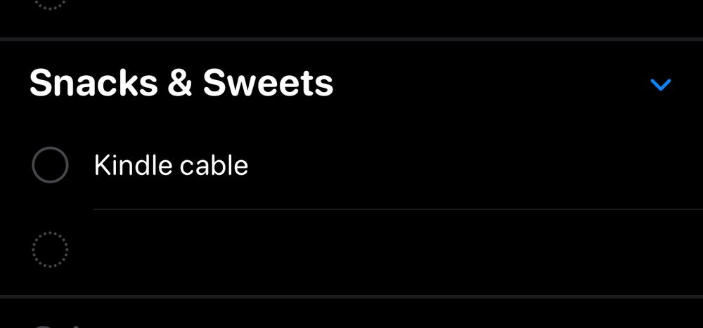 Under snacks and sweets is “kindle cable”