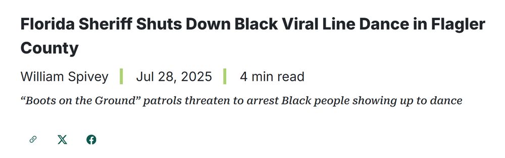 News headline from Levelman.com that reads: Florida Sheriff Shuts Down Black Viral Line Dance in Flagler County.