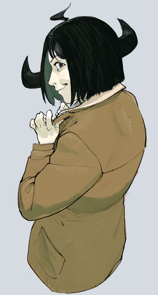 my coated individual. she has hair that looks like horns but its really just hair