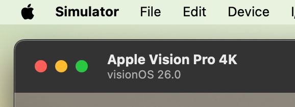 Screenshot of "Apple Vision Pro 4K" label in the Simulator app