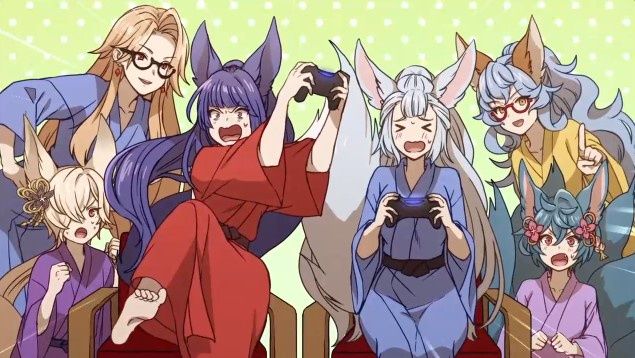 Katalina hanging out with the cast on Granblue Channel.