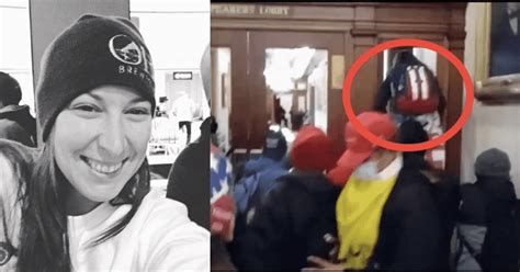 Ashli Babbitt aggressively attempts to breach secured doors in Capitol during 1/6/2021 Insurrection.