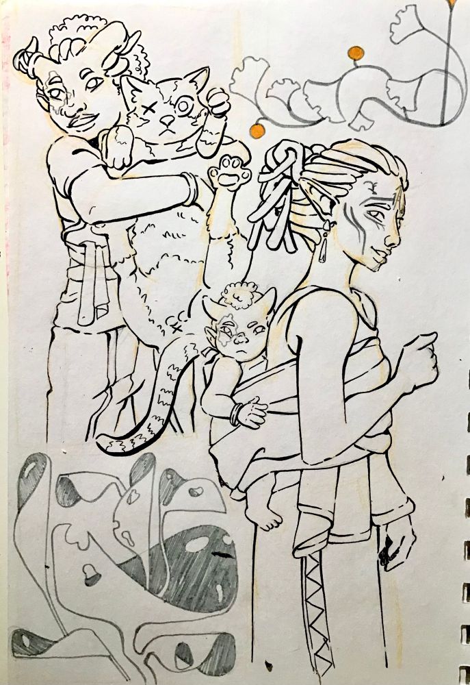 First picture: My rook Anore as a child, 9 years old circa, holding a big fluffy cat with only one eye 
Second picture: my rook’s mom holding a baby rook on her back