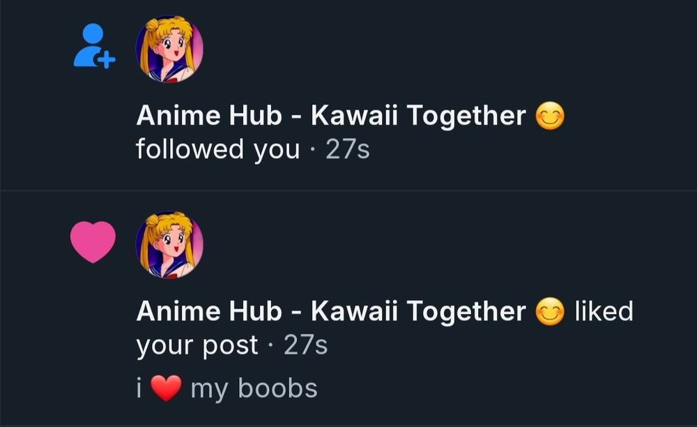 one of those generic anime bot accounts that follow tens of thousands of accounts liked this post and followed me