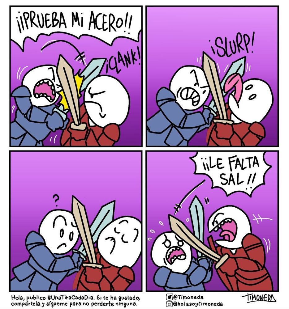 El repost de hoy es como master chef, un delicado equilibrio entre cocina y violencia. #UnaTiraCadaDia #Repost #Comic 