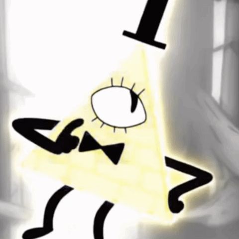 a drawing of bill cipher from gravity falls is falling down