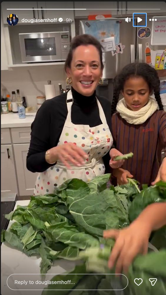 Kamala Harris preparing Thanksgiving dinner with her niece.