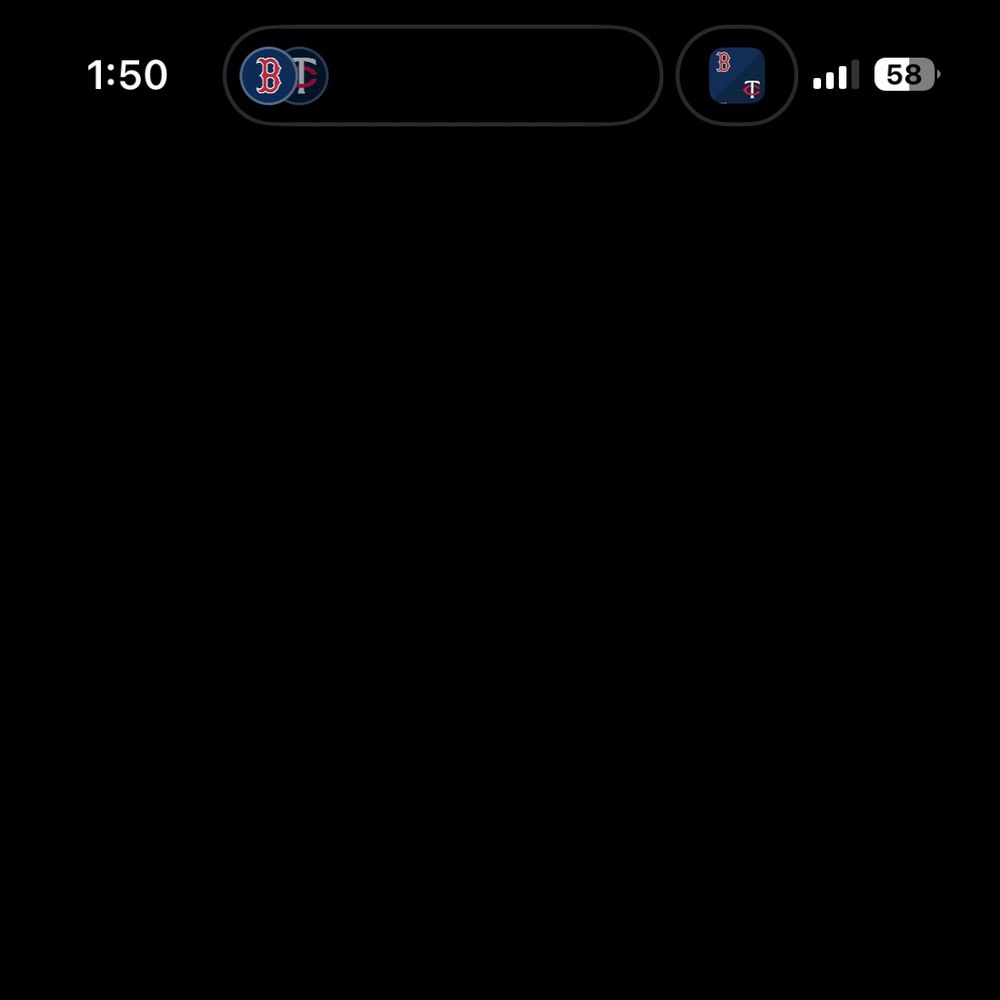 iOS screenshot showing two Live Activities at Dynamic Island. Left is Apple Sports, but not displaying the score, and right is MLB for game audio 