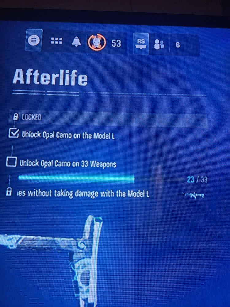 An image of Black ops 6, depicteg progress required for the afterlife gun Camo, the third Mastery Camo for Zombies.