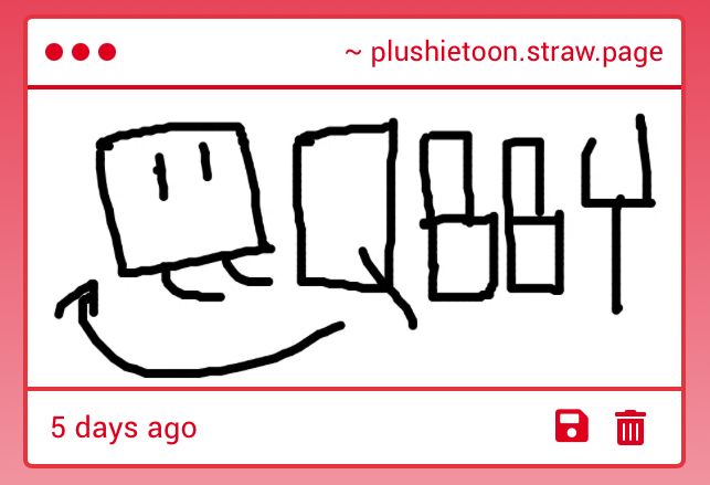 A doodle of Qbby from BoxBoy with his name written next to him! There is an arrow pointing to him!