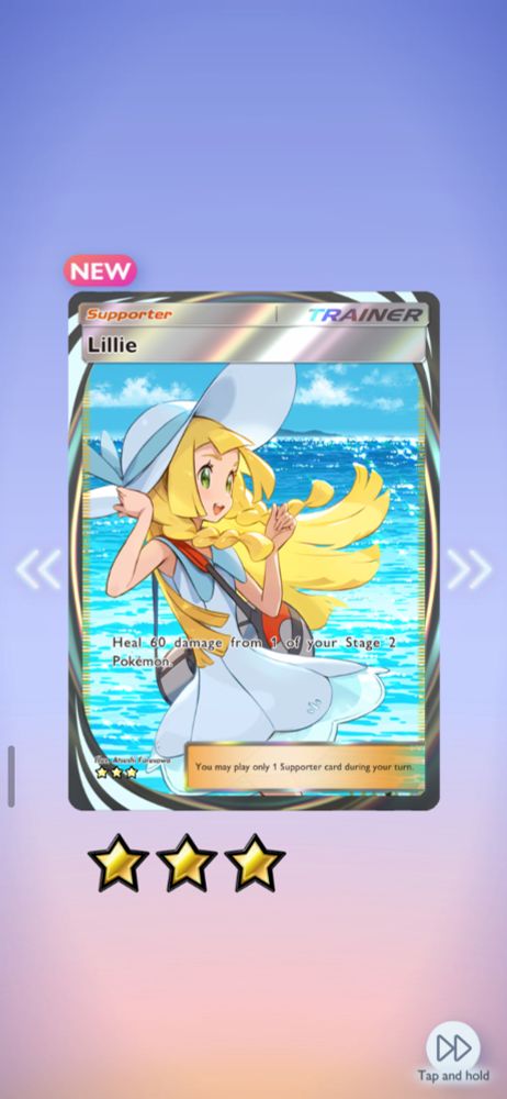 Full Art Lillie card from the latest Pokemon TCG Pocket set