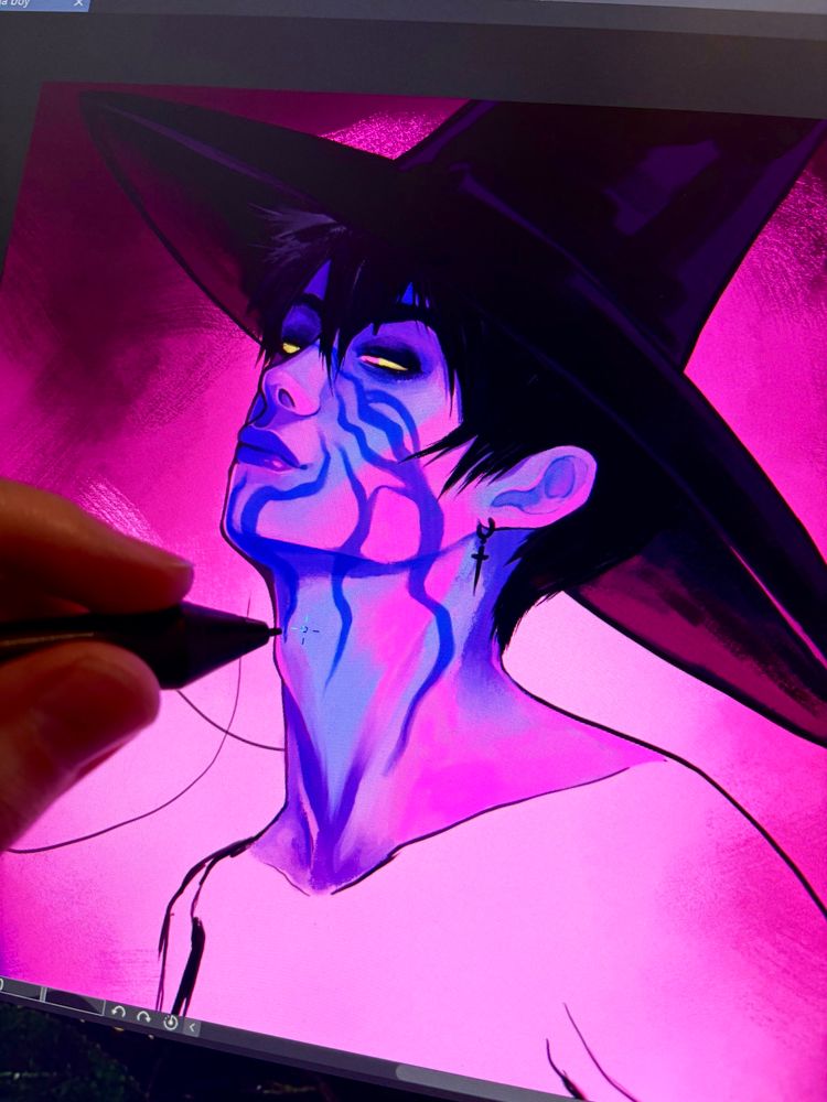 Work in progress painting one of the Saja boys from Kpop Demon Hunter from the song “your idol”