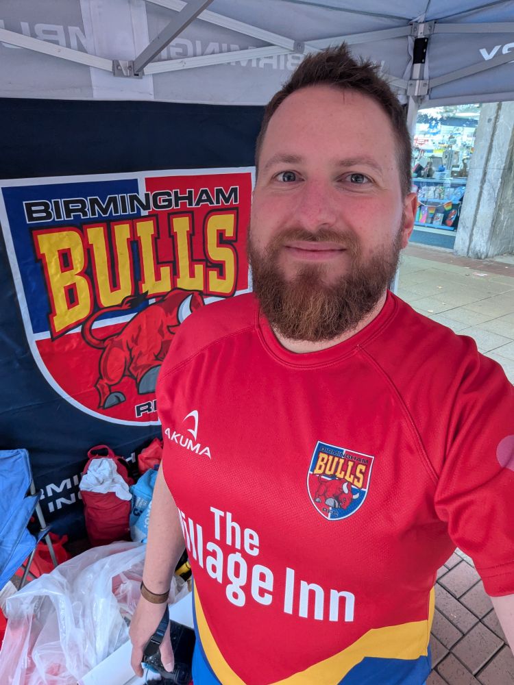 Selfie in rugby kit at Solihull Pride