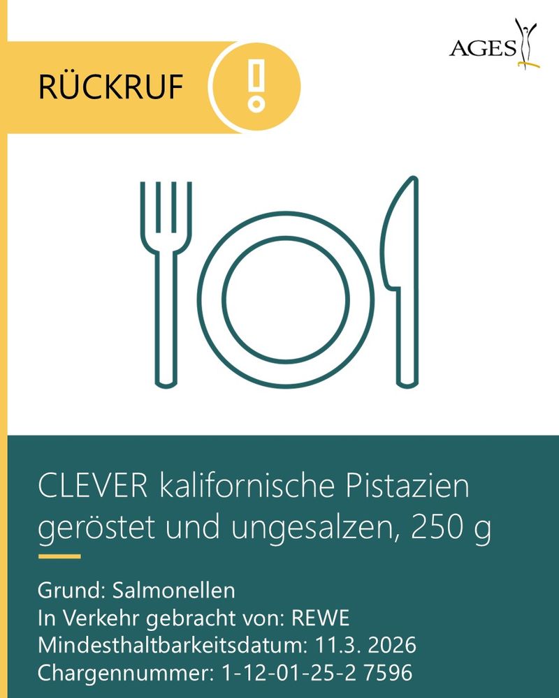 Rückruf CLEVER Pistazien