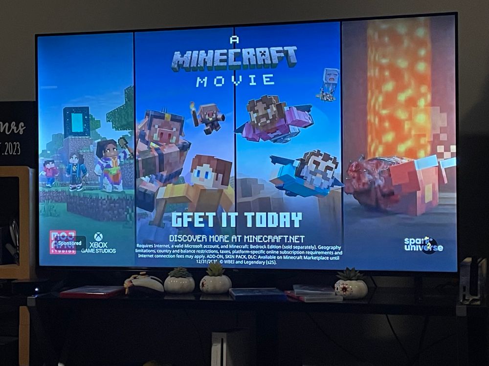 A photo of a sponsored ad on YouTube for “A Minecraft Movie”

The text reads:
“A Minecraft Movie

Gfet it today”