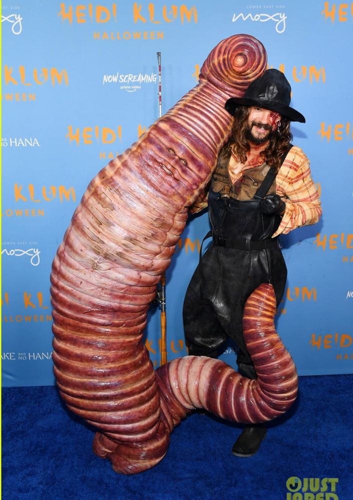 Photo from 2022 of Heidi Klum as an earthworm for halloween
