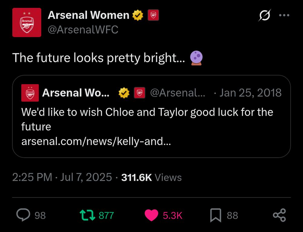 The future looks bright quoting their tweet from 2018 when Chloe & Hinds left the club