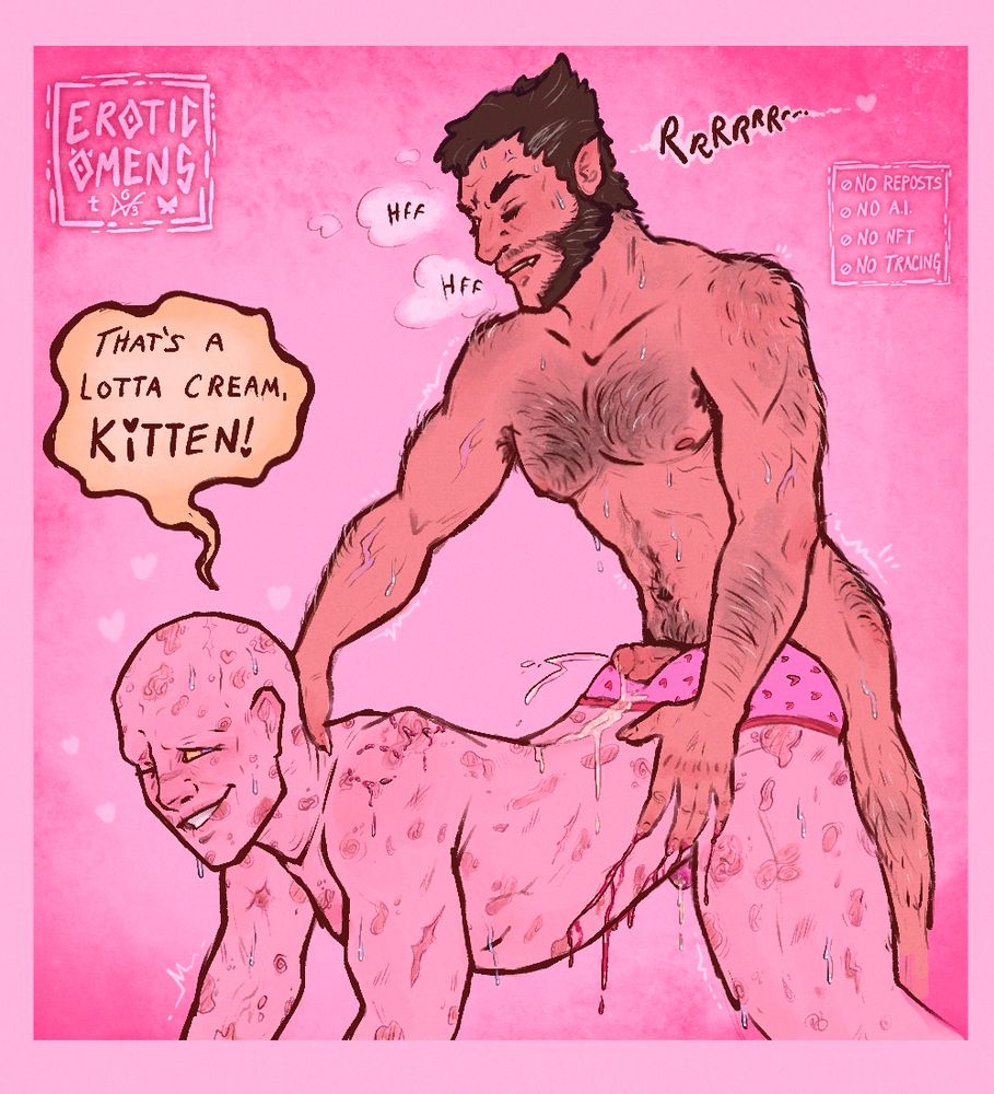 drawing of wolverine rubbing one out on wade’s ass 