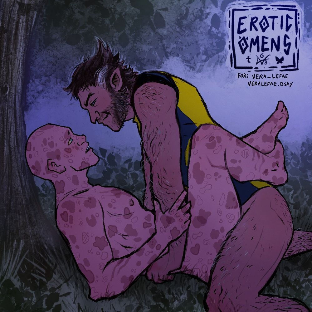 drawing of deadpool and wolverine fuckin, missionary style 