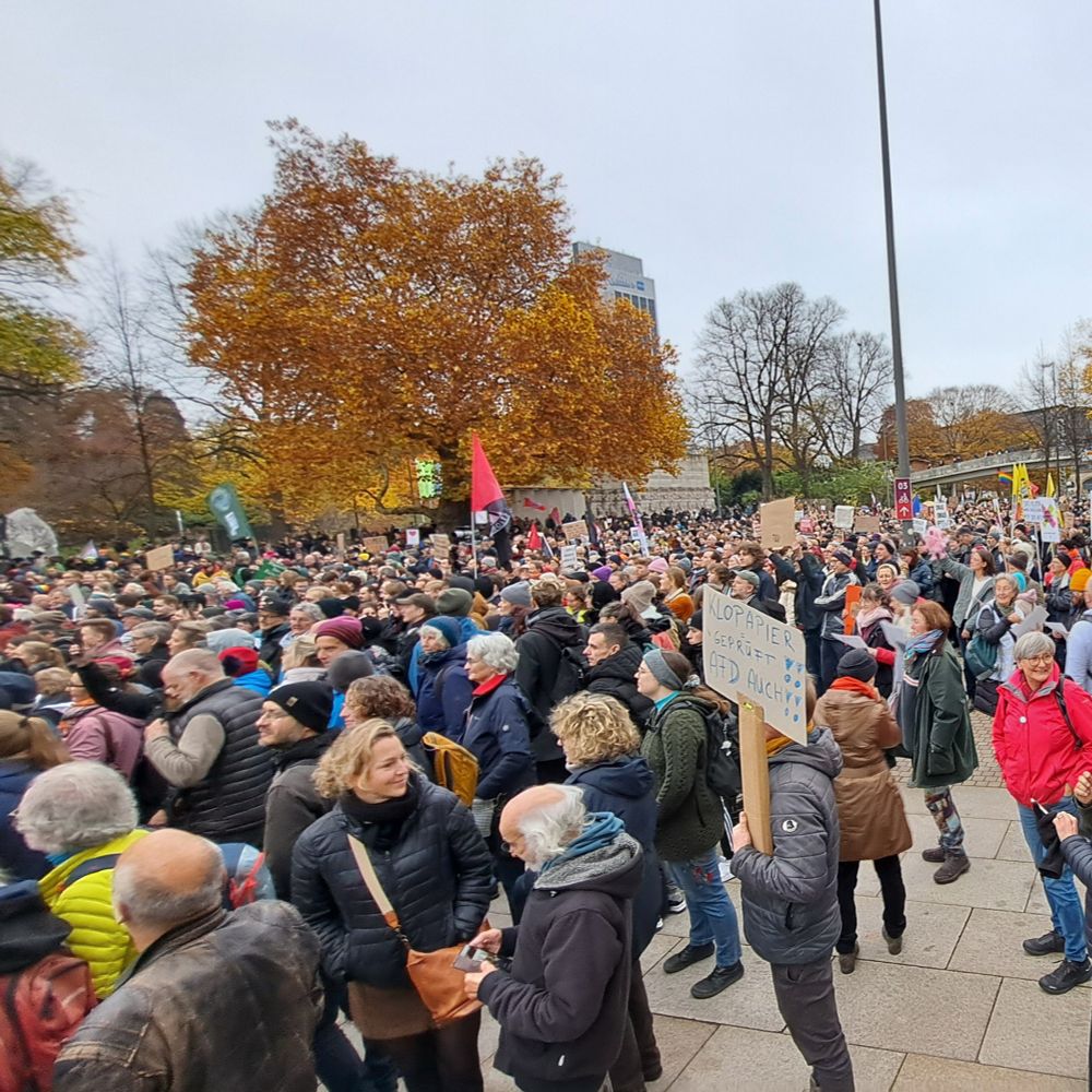 Picture of a crowd of people at the first PRÜF-Rally in Hamburg.