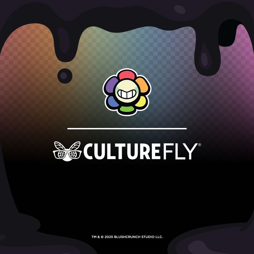 dandy's world culturefly merch partnership annnouncement. tm copyright 2025 blushcrunch studio llc.
