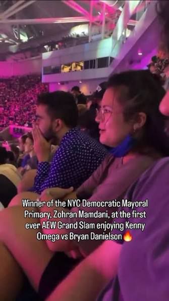 mamdani taking in the pure art of danielson vs omega at aew grand slam