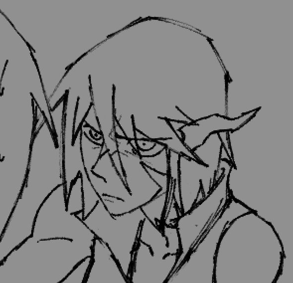 My character Orion, looking angry at someone