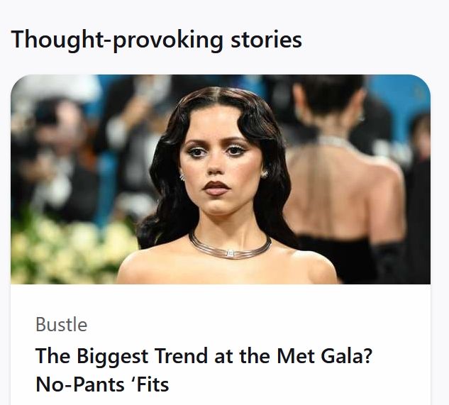 Bustle headline: "The Biggest Trend at the Met Gala? No-Pants 'Fits"