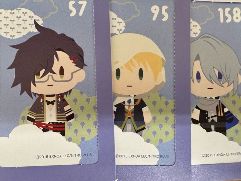 特に期待せずに5回だけ引いたらイラストくじの中身が推し（明石）・初期刀（まんばちゃん）とその本科（長義くん）で朝からわろてる
あと2枚は肥前くんと数珠丸さん