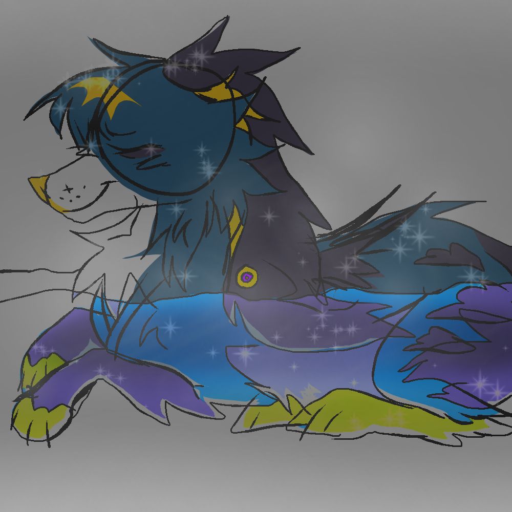 epic navy and yellow flop dog furry having an epic bath