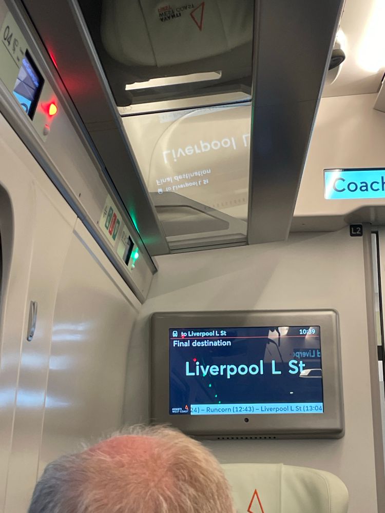 Screen showing final destination Liverpool Lime Street
