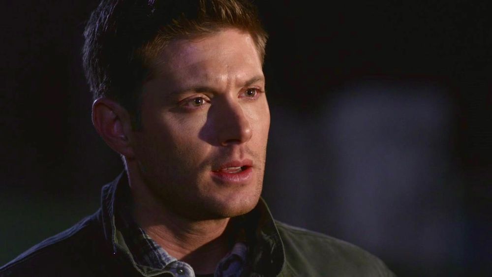 Closeup of Dean, The Born-Again Identity. He’s talking to Castiel.