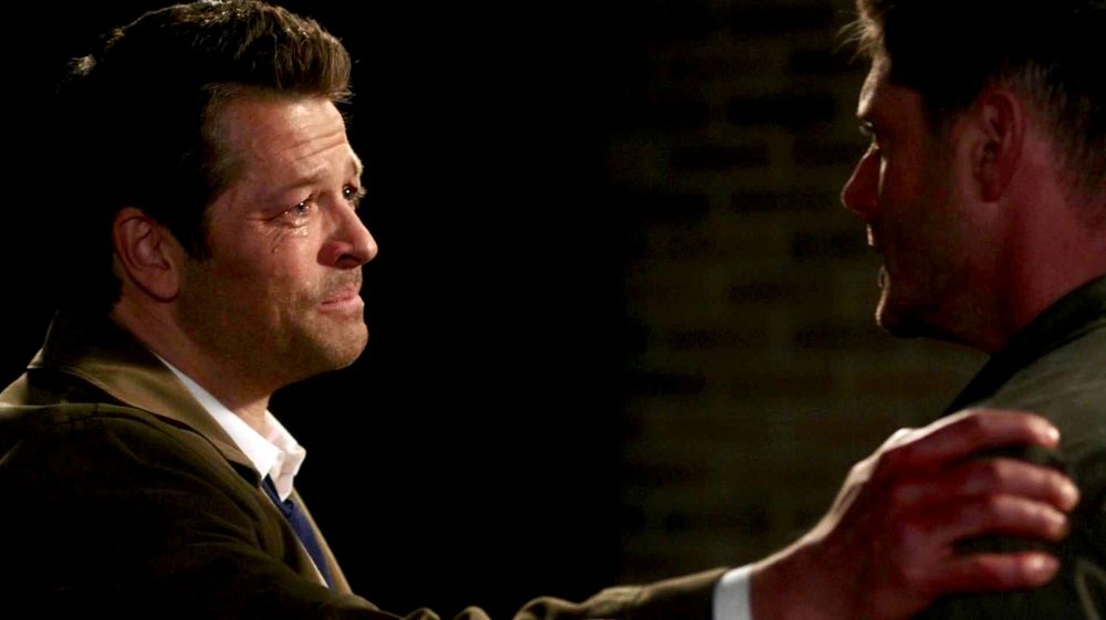 Cas touching Dean’s shoulder, marking it with his bloody handprint, Despair (The Truth). 