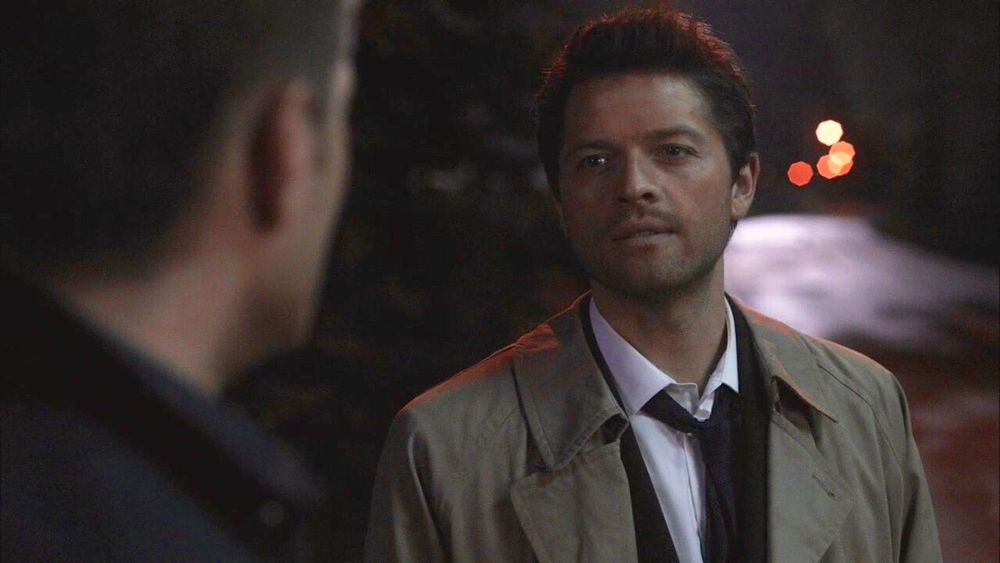 Castiel saving Dean from the angel Zachariah, The End. 

“That's pretty nice timing, Cas.”
“We had an appointment.”