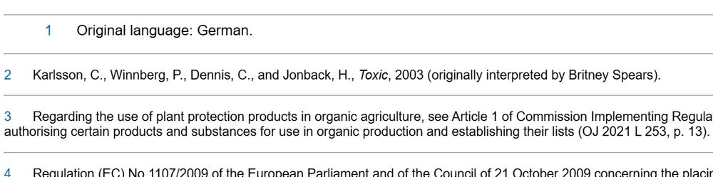 Citation reads: Karlsson, C., Winnberg, P., Dennis, C., and Jonback, H., Toxic, 2003 (originally interpreted by Britney Spears).